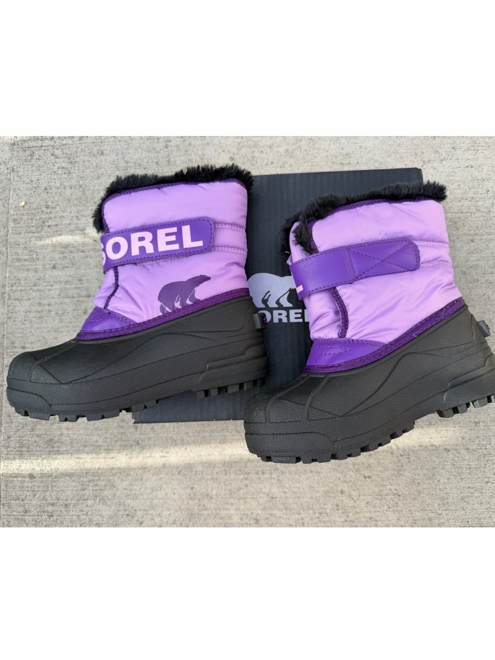 Sorel Kids Flurry Waterproof Winter Snow Boots Purple Black Youth Size ⁠US 13